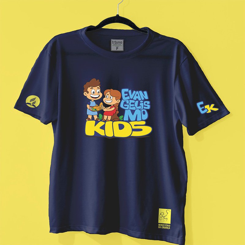 Mockup Camiseta Azul Marinho Evangelismo Kids Camiseta evangelismo kids azul marinho