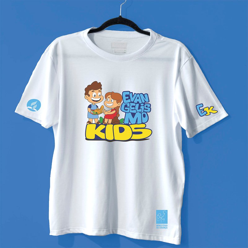 Mockup Camiseta Branca Evangelismo Kids Camiseta Evangelismo Kids Branco